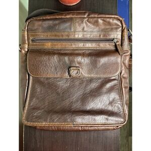 Jack Georges Brown Leather Messenger Bag Crossbody Vintage Distressed